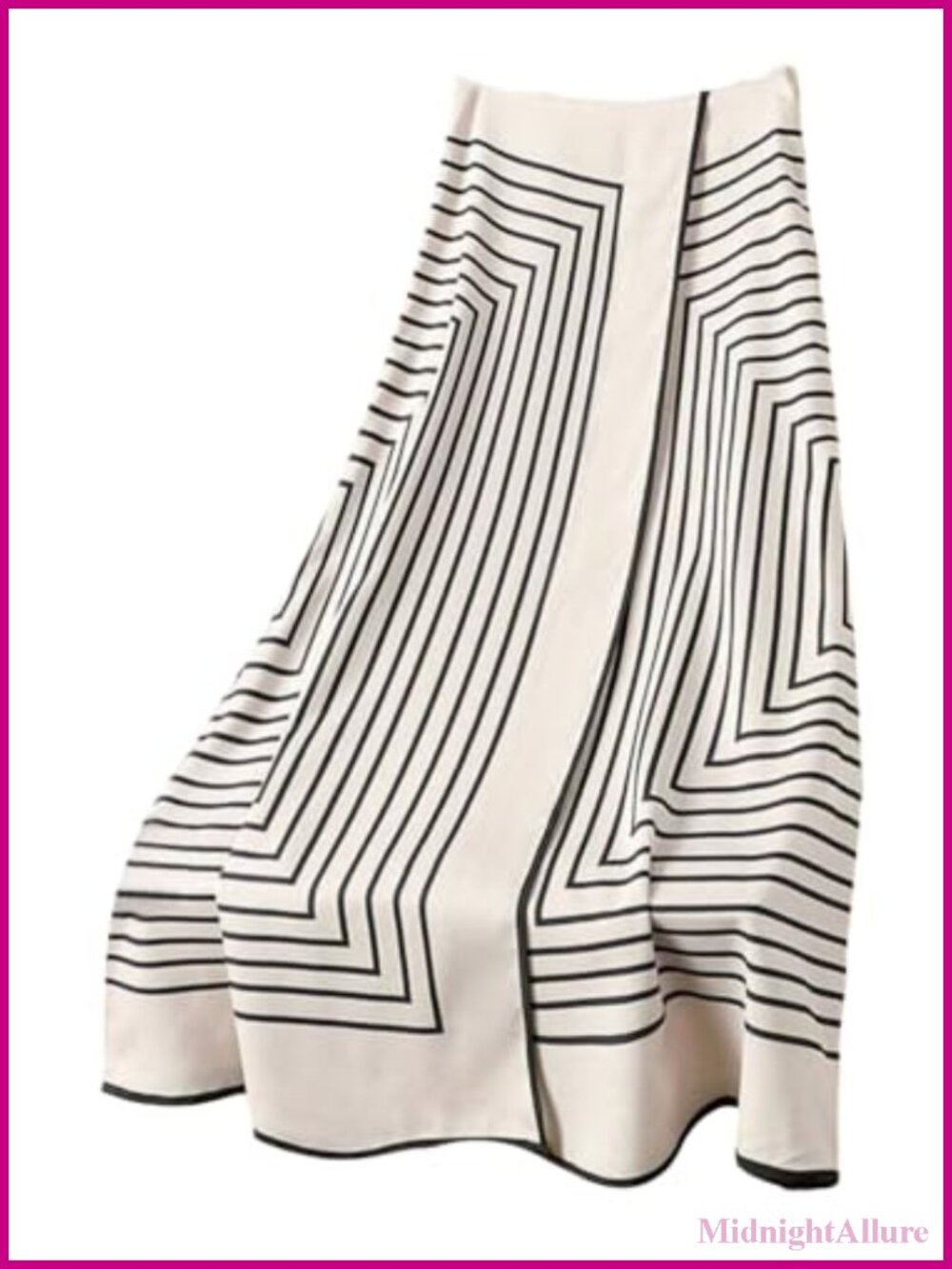 Wrap Maxi Long Skirt High Waisted A-Line Geometric Striped Business Casual